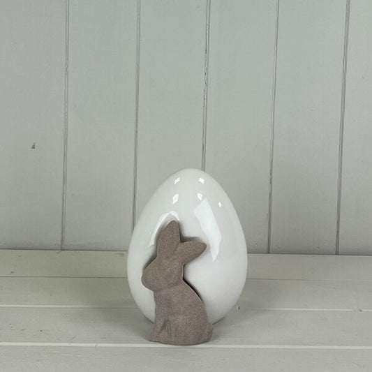 Ceramic White Egg With Rabbit H14.5cm L11.7cm W11cm  Weight-349g