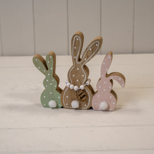Mixed Colour Wooden Rabbit Decoration L14.5xW16.5xH3.5cm
