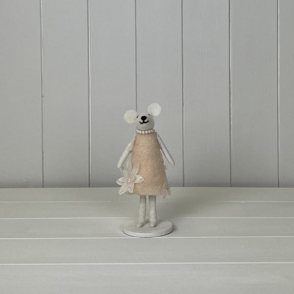 Mouse in Pink Floral Dress 8x8x15cm  Weight-32g