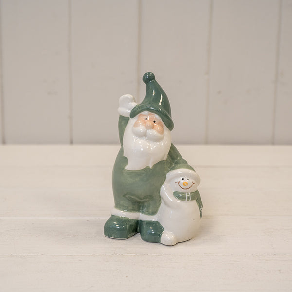 White/Green Ceramic Santa L8.5xW6xH14cm