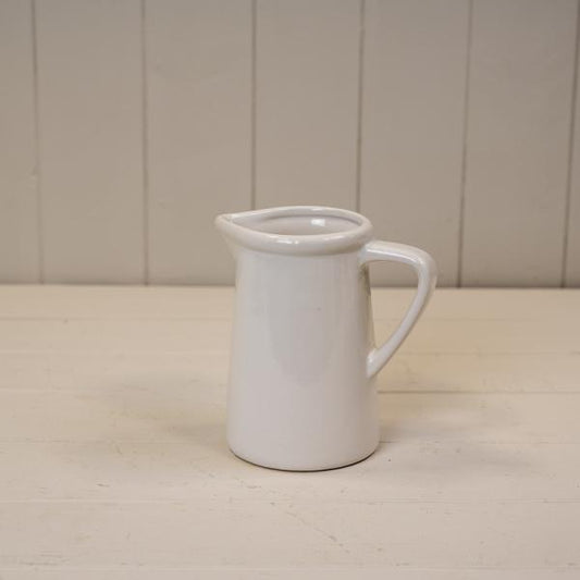 Medium White Ceramic Jug TD8cm H14cm B11.5cm
